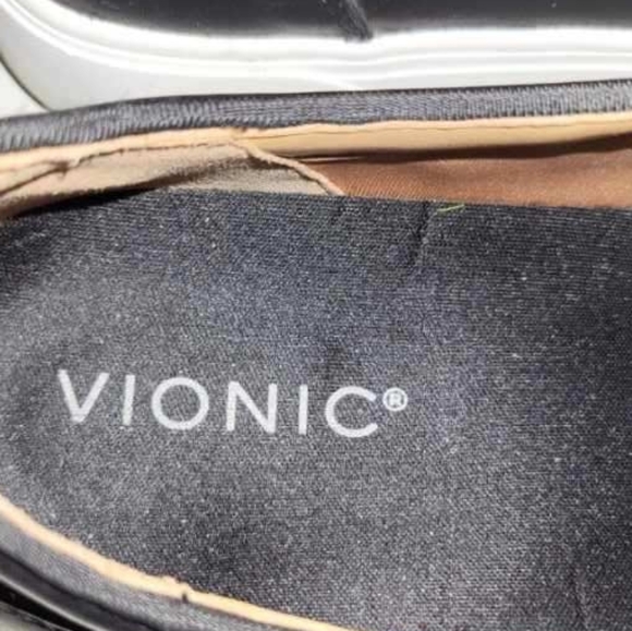 Vionic Leather Kimmie Black White Slip On Tennis Shoe Loafer Sneaker Women 7.5 - Picture 7 of 9